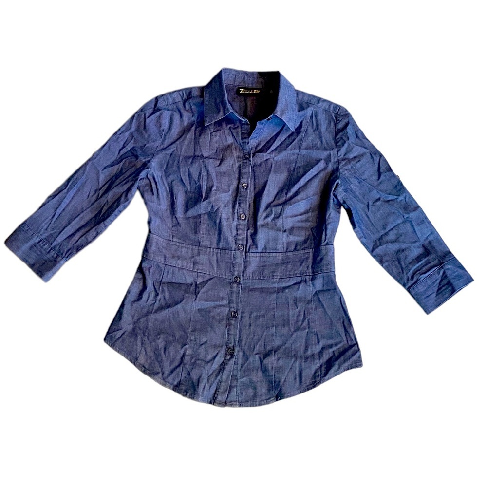 {New York & Co.} Button Down Fitted Jean Shirt
